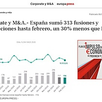 Espaa sum 313 fusiones y adquisiciones hasta febrero, un 30% menos que hace un ao